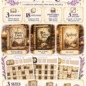 Paquete de minilibros de estilo Dark Academia en formato PDF / Escala 1/12, 1/6 y tamaño de bolsillo A4 imprimible imagen 12