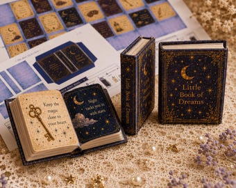 Diario de sueños en miniatura imprimible, libro para casa de muñecas a escala 1:6, Fantasía Celestial (Descarga digital)