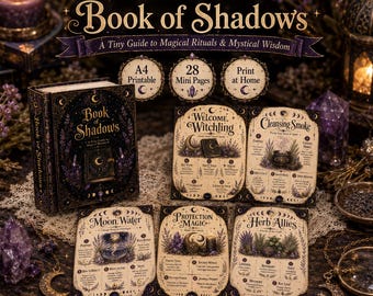 Libro de las Sombras Brujas Mini Libro 2.0 Grimorio Imprimible / Casa de Muñecas Escala 1:6 (Descarga en PDF) + Obsequio