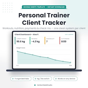 Suivi client Personal Trainer, entraînements, nutrition, paiements (Google Sheets)