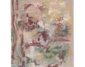 Small Original Abstract Oil Pastel Painting Dreamy Wall Art