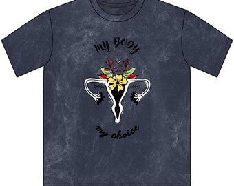 私の体は私のもの　子宮柄Tシャツ | ヴィンテージクルーネック