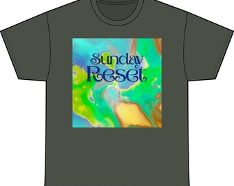 サンデーリセット アブストラクトマーブルアートTシャツ | リラクゼーショングラフィックシャツ