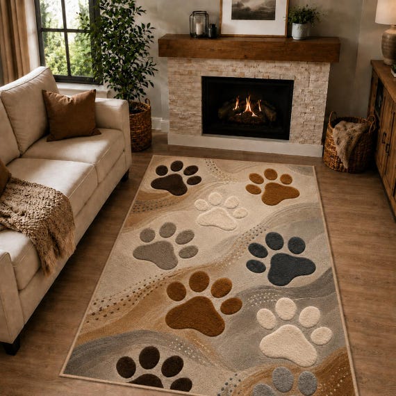 Paw-shaped non-slip rug