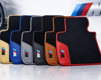 Alfombrillas BMW personalizadas: Diseño de cuero a medida, logotipo bordado.