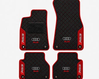 Tapetes de couro personalizados para Audi RS3 8Y (2020–2026) – Logotipo bordado, feitos sob encomenda