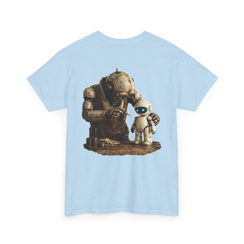 Grafisch robot-T-shirt, vintage robotkunstwerk, casual T-shirt voor dagelijks gebruik, cadeau sciencefictionliefhebber afbeelding 3