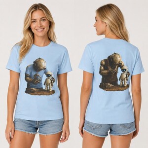 Grafisch robot-T-shirt, vintage robotkunstwerk, casual T-shirt voor dagelijks gebruik, cadeau sciencefictionliefhebber afbeelding 1