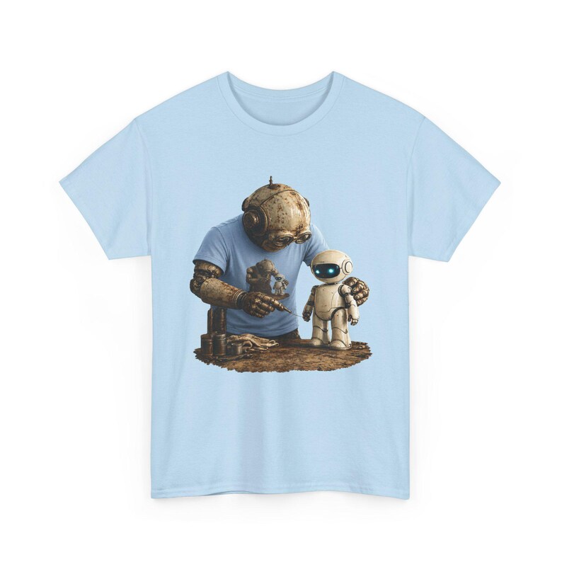 Grafisch robot-T-shirt, vintage robotkunstwerk, casual T-shirt voor dagelijks gebruik, cadeau sciencefictionliefhebber afbeelding 2