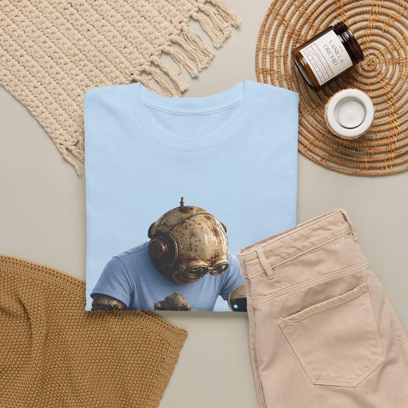 Grafisch robot-T-shirt, vintage robotkunstwerk, casual T-shirt voor dagelijks gebruik, cadeau sciencefictionliefhebber afbeelding 5