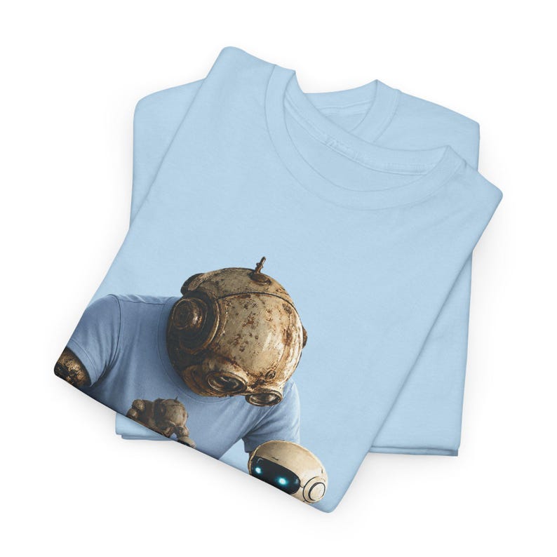 Grafisch robot-T-shirt, vintage robotkunstwerk, casual T-shirt voor dagelijks gebruik, cadeau sciencefictionliefhebber afbeelding 4
