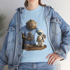 Grafisch robot-T-shirt, vintage robotkunstwerk, casual T-shirt voor dagelijks gebruik, cadeau sciencefictionliefhebber afbeelding 6