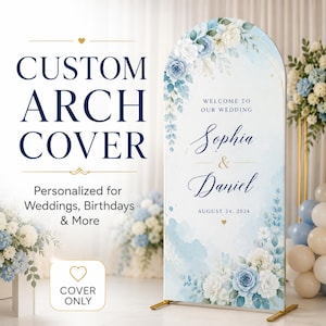 Personalized Backdrop Arch Cover, Double-Sided Custom Photo Fabric for Weddings, Birthdays and Baby Showers