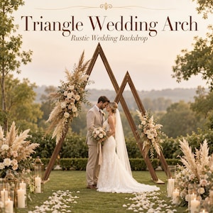 Rustic Triangle Arch Set | 2 Piece Wooden Wedding Arch Backdrop Stand for Boho Outdoor Ceremonies