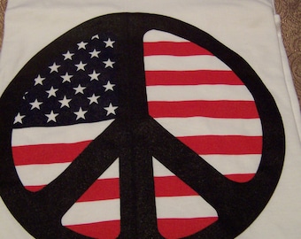 Patriotic American Flag Peace Sign T Shirt