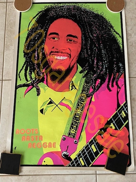 Bob Marley Vintage Black Light Poster Roots Rasta Reggae Bob Marley Vintage Black Light Poster Roots Rasta Reggae