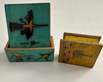 Decorative Peru Coaster Set (6) with Trinket Box