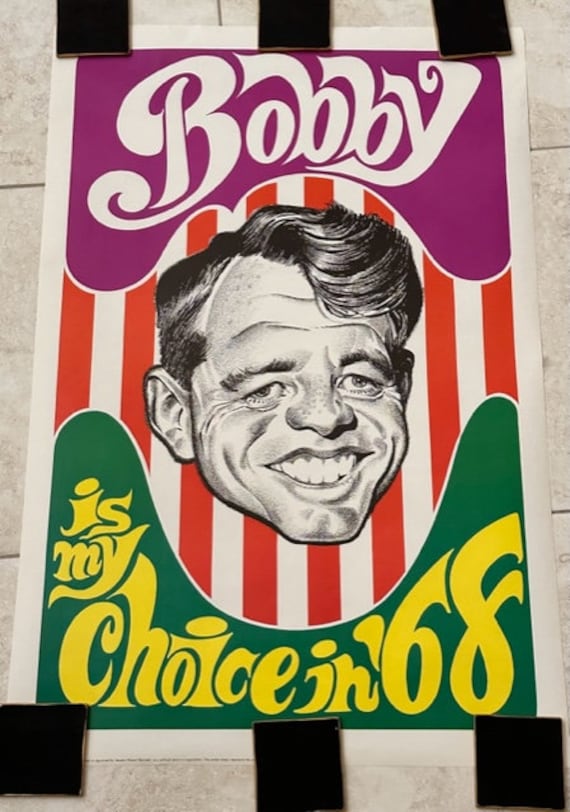 Robert F Kennedy Vintage 1968 Cartoon Portrait Poster - Etsy