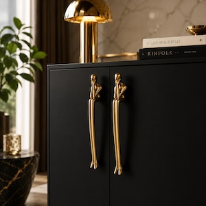 Brass Figure Cabinet Handle Human Sculpture Drawer Pull Modern Furniture Door Knob