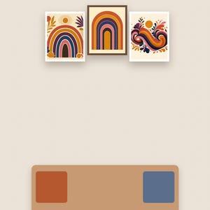 Gallery Wall Art Set | Rainbow Arches, Pottery, Sun Moon (Digital Download)