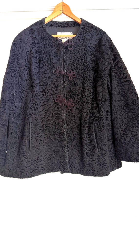 Vintage Plymouth Luxe Black Curly Persian Lamb Jacket - 1950s