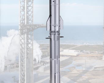 Maquette de la fusée Starship V3 de SpaceX | Échelle 1/144 et 1/110 | Fusée et lanceur Super Heavy | Décoration de bureau imprimée en 3D | Cadeau spatial