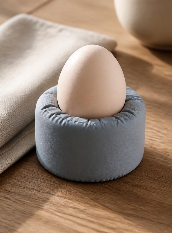 Morningswell Egg Cup, Cushion Look Breakfast Holder, Sculptural Brunch and Easter Table Decor