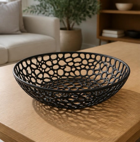 Cellarbor Centerpiece Bowl, Organic Openwork Fruit Display, Modern Coffee Table Catchall and Home Decor