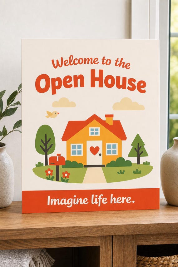 SunnyDoor Imagine Life Open House Sign, Personalized Realtor Welcome Decor, Real Estate Showing Display