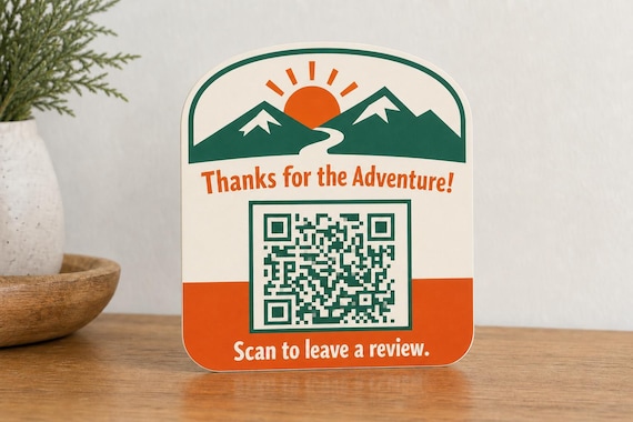 SummitGlow Adventure Review QR Sign, Personalized Mountain Rental Thank You Decor, Guest Review Display