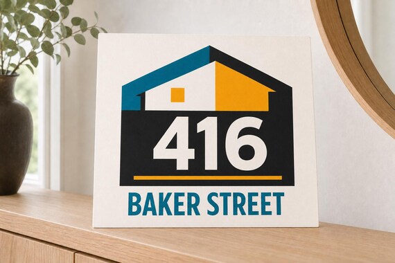 AddressMark Personalized House Number Sign, Realtor Closing Gift, Colorful Modern New Home Decor