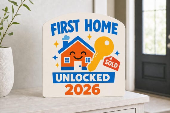 First Home Unlocked Sign, Personalized Closing Day Gift, Colorful New Homeowner Keepsake
