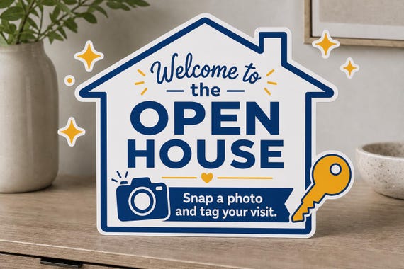 SnapKey Open House Photo Sign, Personalized Tag Your Visit Realtor Decor, Real Estate Social Display