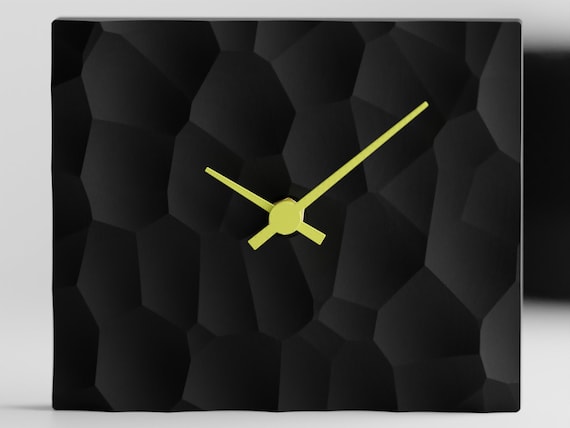 PrismHearth Table Clock, straight-on close-up of the Facetfield Night Citrus tabletop clock
