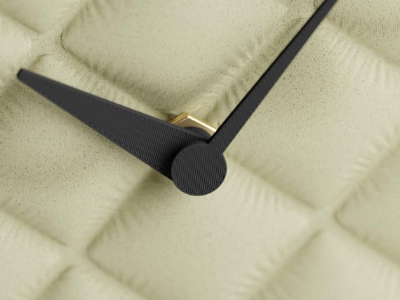 CushionTick Table Clock, close-up of the Quiltmere clock's softly gathered diamond-quilt texture