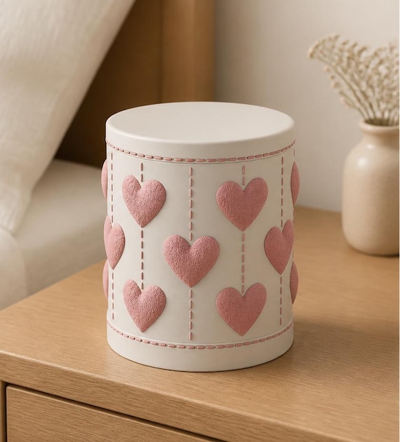 Dearheart Keepsake Vessel, Stitched Heart Container or Succulent Cachepot, Romantic Desk and Shelf Decor