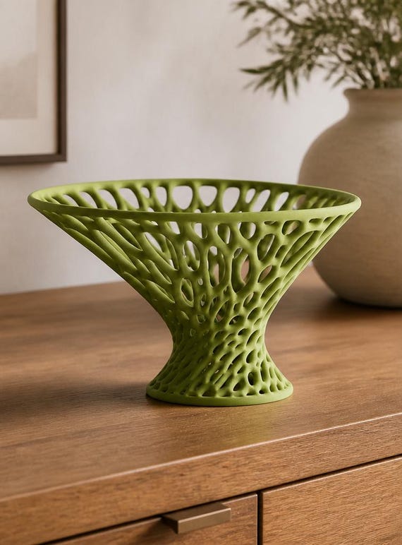 Airbloom Pedestal Bowl, Organic Openwork Centerpiece, Sculptural Catchall for Entryway or Dining Table