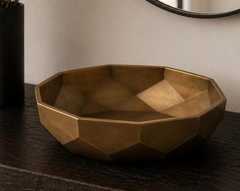 Anglewell Entry Bowl, Geometric Catchall for Keys and Jewelry, Modern Valet Tray and Tabletop Organizer