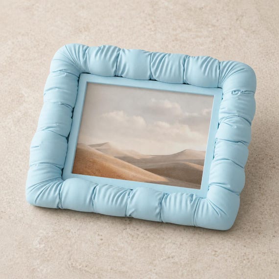Close-up angled view of the Cloudrim Photo Frame 4x6 photo frame in Ice Blue