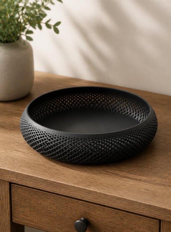 Gridkeeper Lidded Bowl, Modern Openwork Catchall, Entryway Key Holder, Bedside and Desk Storage
