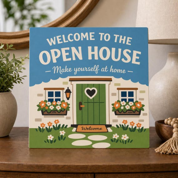 GardenGate Open House Welcome Sign, Personalized Make Yourself at Home Realtor Decor, Property Tour Display
