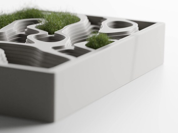 Right-side close-up showing the Mapwell Organizer Tray organizer's layered wells and moss styling