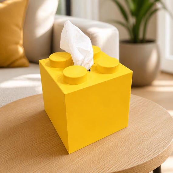 Building Brick Tissue Box Cover, Colorful Cube Tissue Holder, Gamer Room Decor, Kids Bedroom and Playroom Organizer