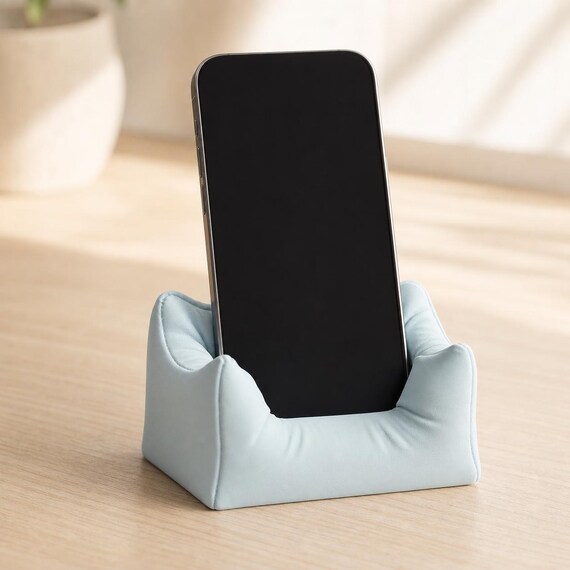 Plush Nook Phone Stand, Pillow Sofa Smartphone Holder, Cute Desk Dock, Bedside Phone Rest, Cozy Office Gift, 25 Matte Colors