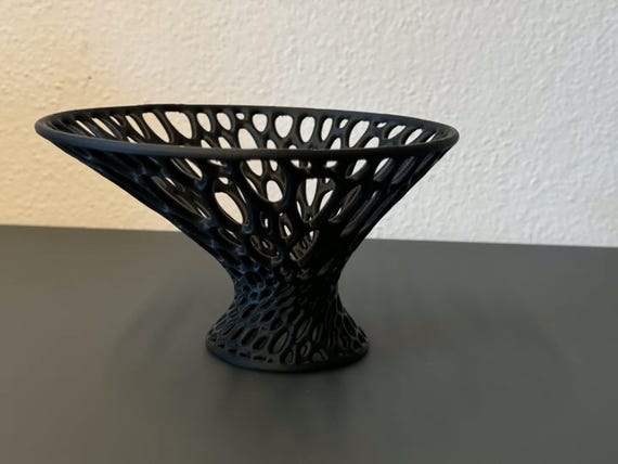 Front close-up of the charcoal Airbloom Pedestal Bowl pedestal bowl silhouette
