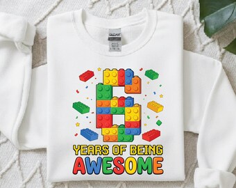 Building Blocks 6th Birthday PNG | Years of Being Six Graphic (Digital Download)