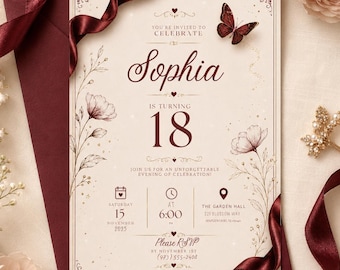 Editable 18th Birthday Invitation Template (Digital Download)