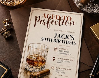 ANY AGE Aged to Perfection Birthday Invitation, Digital Invitation, Print Yourself