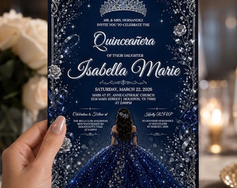 Editable Quinceañera Invitation, Red Roses Gold Design (Digital Template)