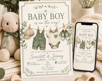 Baby Boy Shower Invitation Template: Editable Digital Download for Parties